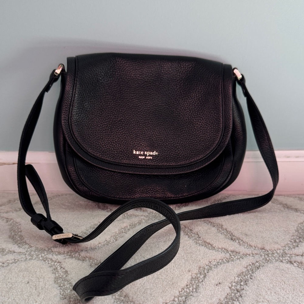 kate spade Black Pebbled Leather Saddle Crossbody